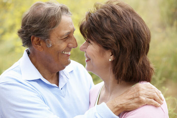 Senior Hispanic couple outdoors