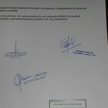 CARTA ARBOLES LA PORTA - Vecinos presentaron queja por deforestación