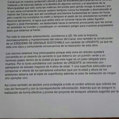 carta la porta arboles I - Vecinos presentaron queja por deforestación