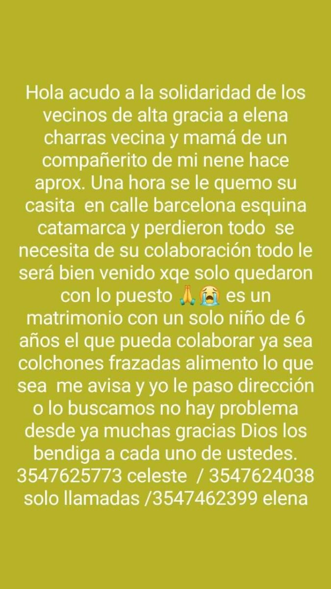 Barrio General Bustos: perdieron todo en un incendio y acuden a la solidaridad solidaridad - Barrio General Bustos: perdieron todo en un incendio y acuden a la solidaridad