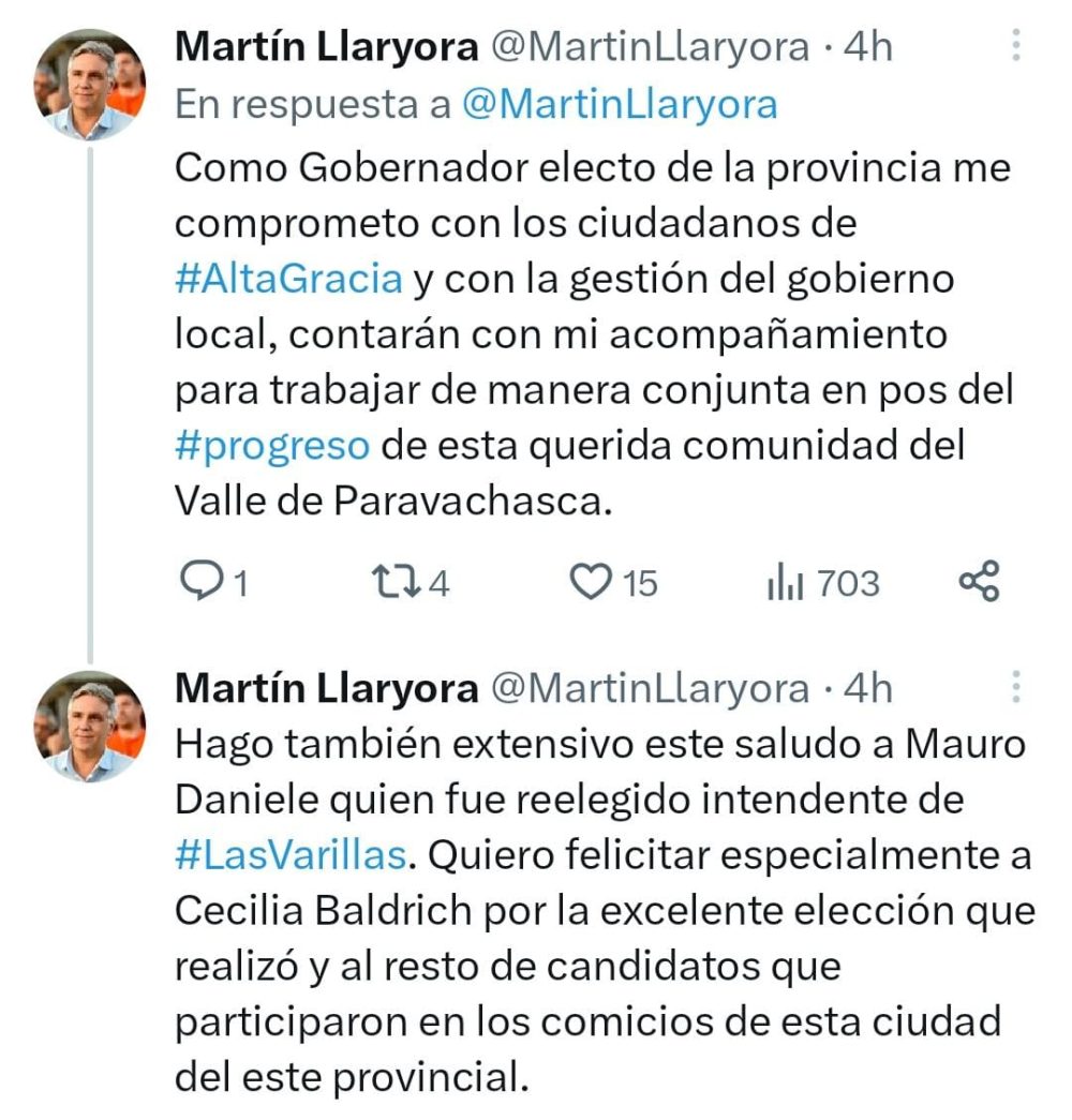Schiaretti, Llaryora y otros dirigentes políticos felicitaron a Marcos Torres WhatsApp Image 2023 09 18 at 09.07.15 1 - Schiaretti, Llaryora y otros dirigentes políticos felicitaron a Marcos Torres