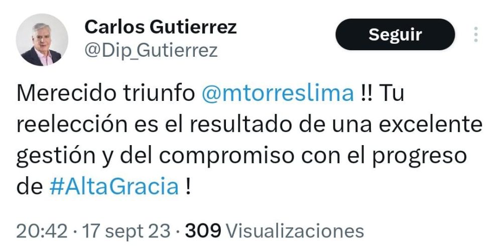 Schiaretti, Llaryora y otros dirigentes políticos felicitaron a Marcos Torres WhatsApp Image 2023 09 18 at 09.07.36 - Schiaretti, Llaryora y otros dirigentes políticos felicitaron a Marcos Torres