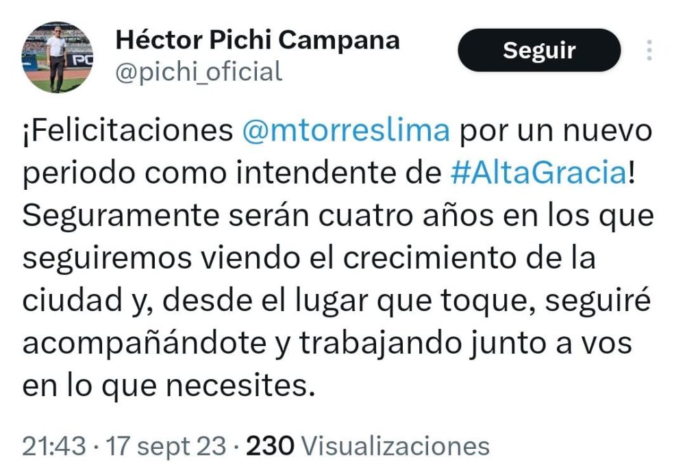 Schiaretti, Llaryora y otros dirigentes políticos felicitaron a Marcos Torres WhatsApp Image 2023 09 18 at 09.07.55 - Schiaretti, Llaryora y otros dirigentes políticos felicitaron a Marcos Torres