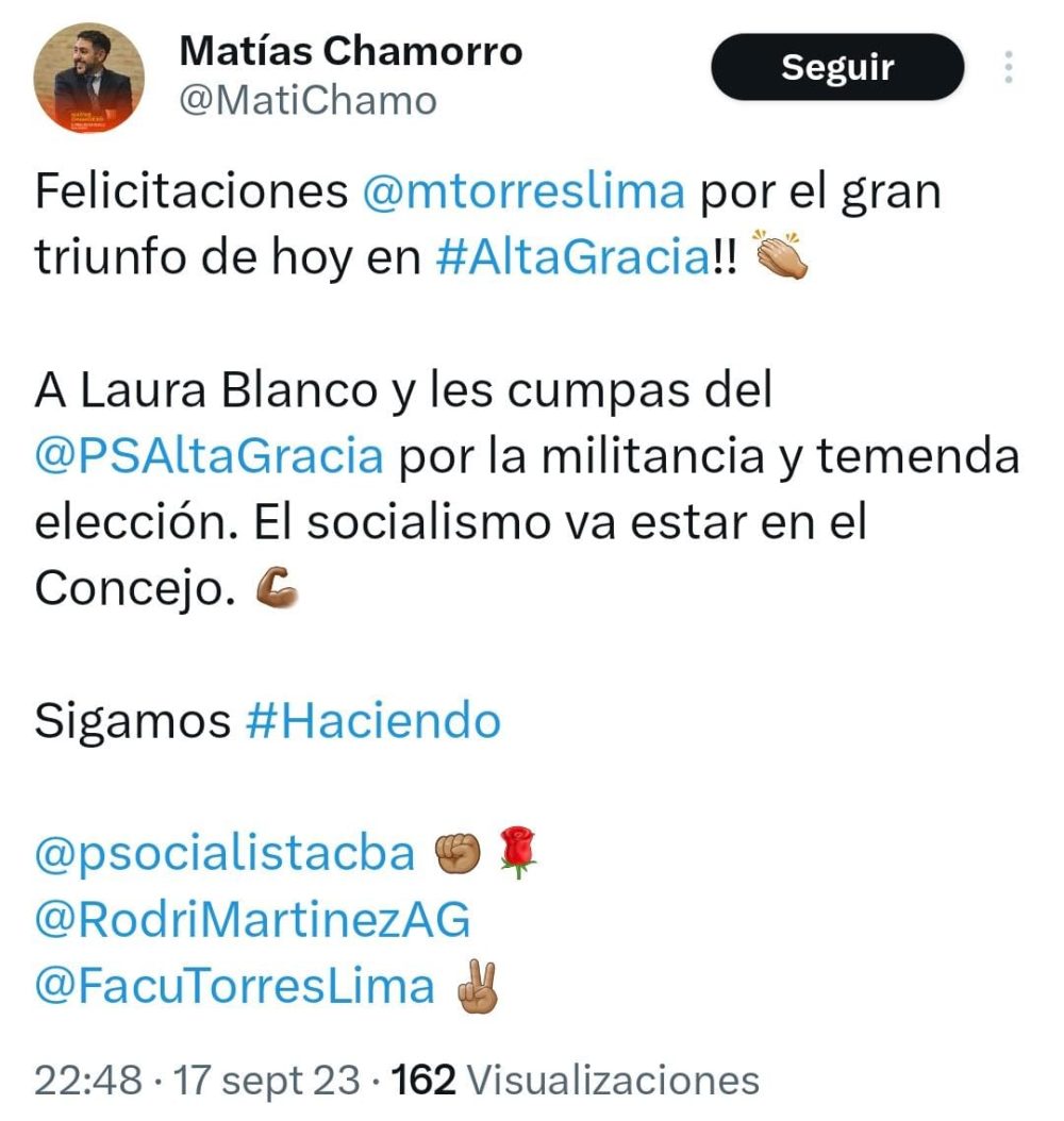 Schiaretti, Llaryora y otros dirigentes políticos felicitaron a Marcos Torres WhatsApp Image 2023 09 18 at 09.08.42 1 - Schiaretti, Llaryora y otros dirigentes políticos felicitaron a Marcos Torres