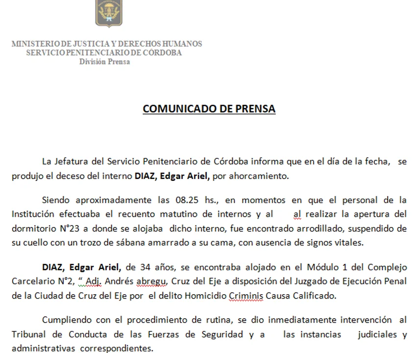 pinguchi - Se suicidió "Pinguchi" Díaz, el asesino del padre Cortés de Alta Gracia