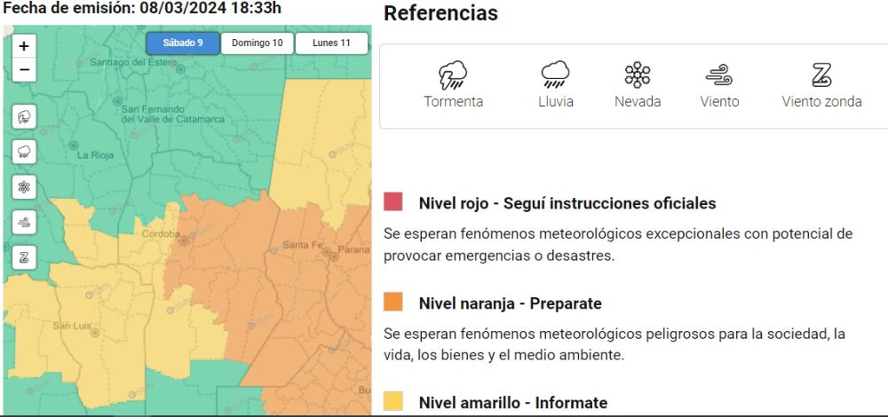 Alerta naranja por tormentas fuertes y probable caída de granizo para este sábado clima 9 de marzo - Alerta naranja por tormentas fuertes y probable caída de granizo para este sábado