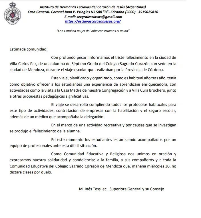 Malagueño: los compañeros de la nena fallecida recibieron asistencia psicológica y les retuvieron los celulares image 31 - Malagueño: los compañeros de la nena fallecida recibieron asistencia psicológica y les retuvieron los celulares