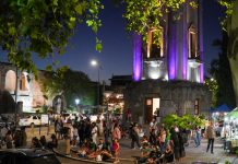 Entre música y un gran despliegue comercial, Alta Gracia vivió el encendido de su tradicional árbol navideño